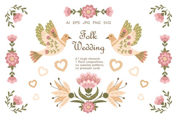 Folk Wedding: Artisan Floral Graphics for Authentic Design