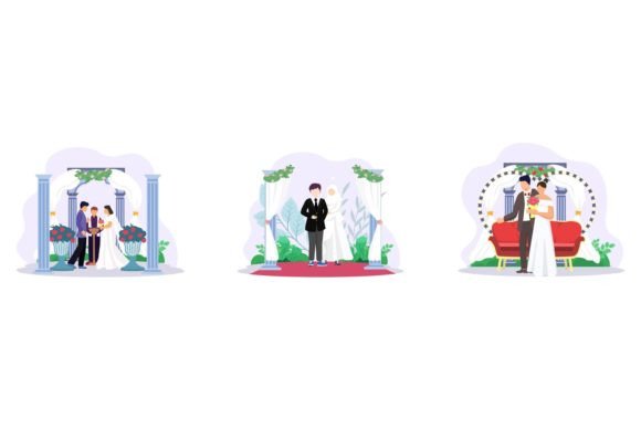 Wedding Closing Ceremony Flat Design: Modern Vectors for Your Brand